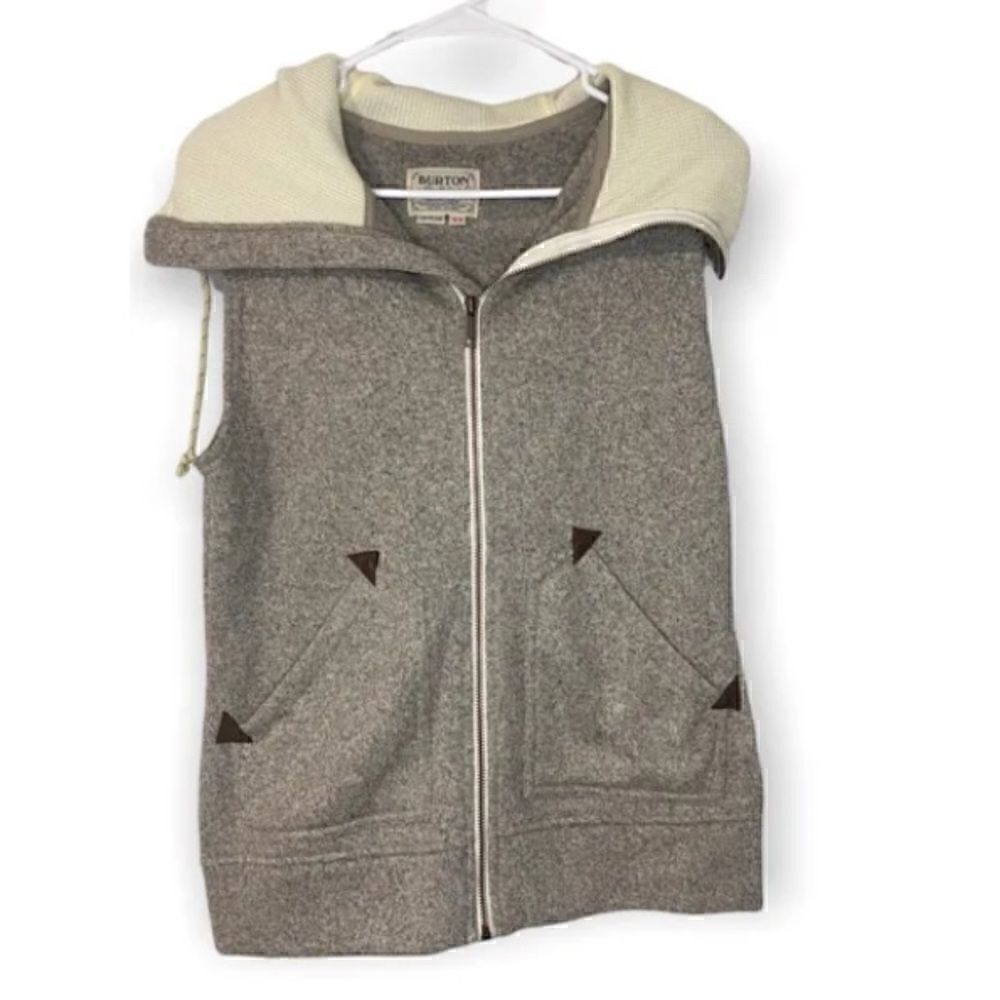 Burton Dryride Starr Vest Sz XS Waffle Lined Hood Tan Gray Brown Heather